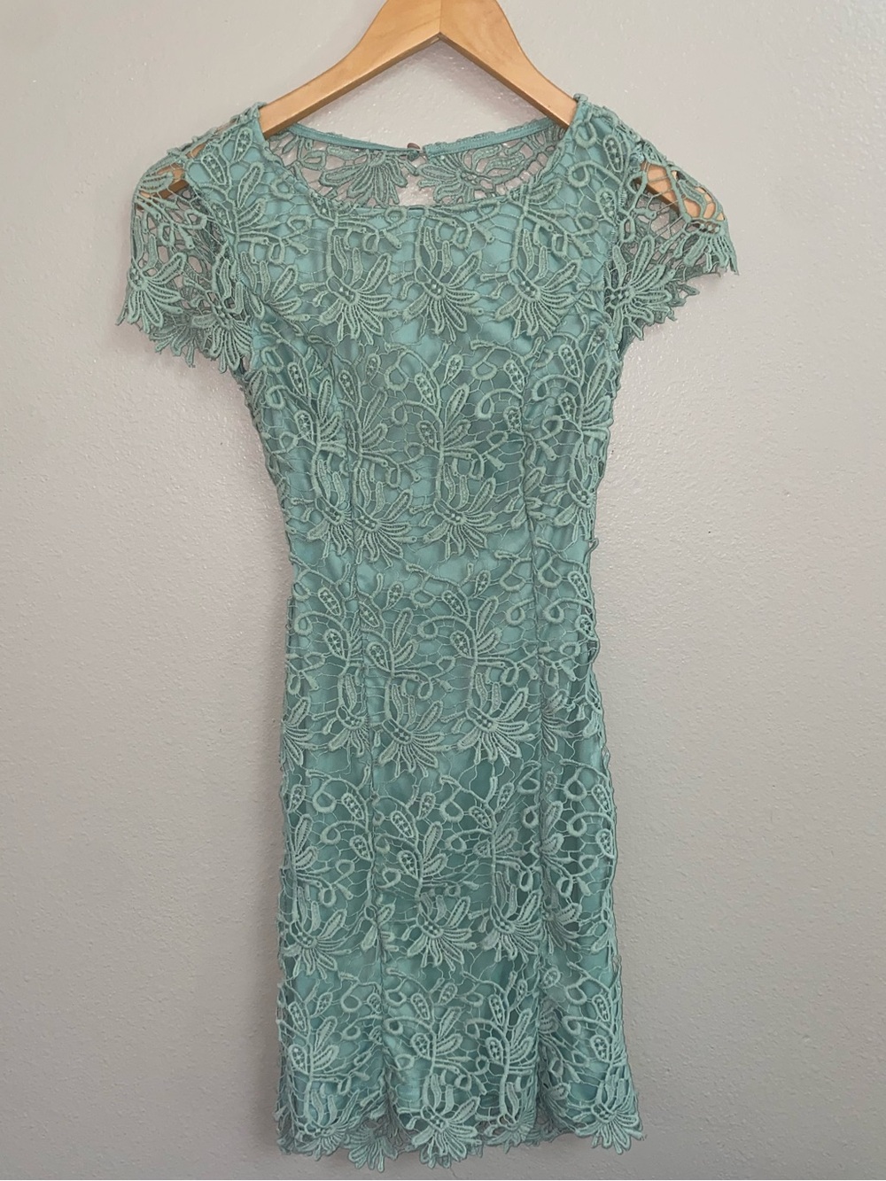 Lulus Romance Language Sage Green Backless Lace Dress Mini XS Coquette Girl